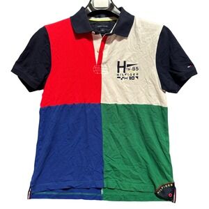 Tommy Hilfiger Men Color Block Shirt Rugby Polo Size M but Fits Small Sailing